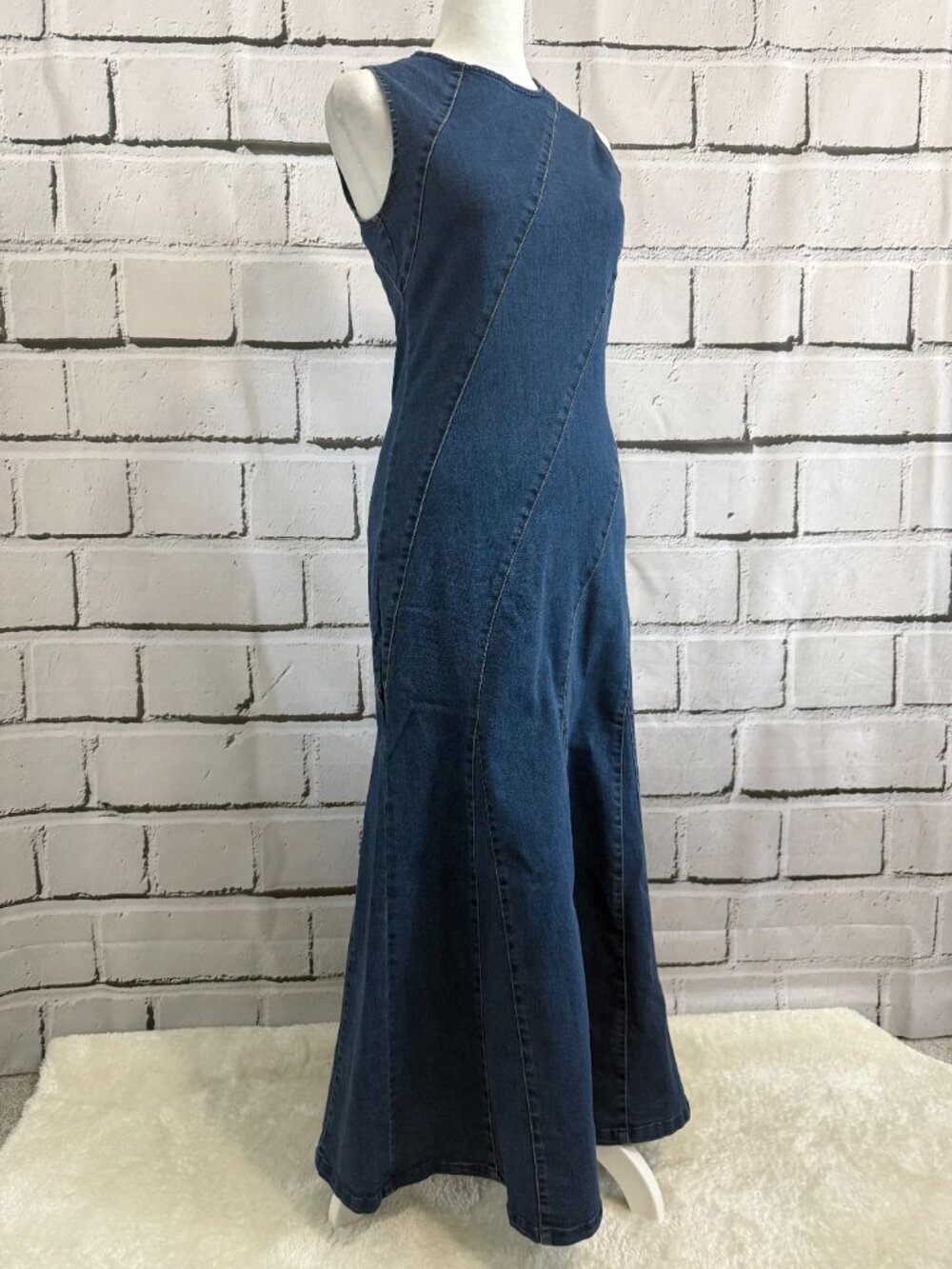 NWT House of Harlow 1960 Paneled Denim Maxi Dress XS - Picture 3 of 14